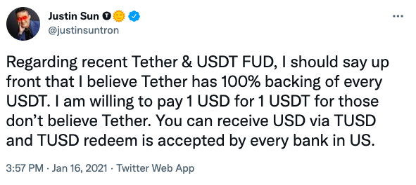 TRON's Justin Sun acquired hundreds of millions of dollars worth of Tether, making him one of its most prolific buyers, Protos can reveal.